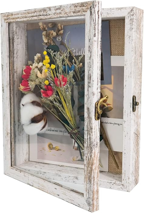 GraduationMall 8x10 Wood Shadow Box Frame Glass Door Display Case with Linen Back and 6 Stick Pin... | Amazon (US)