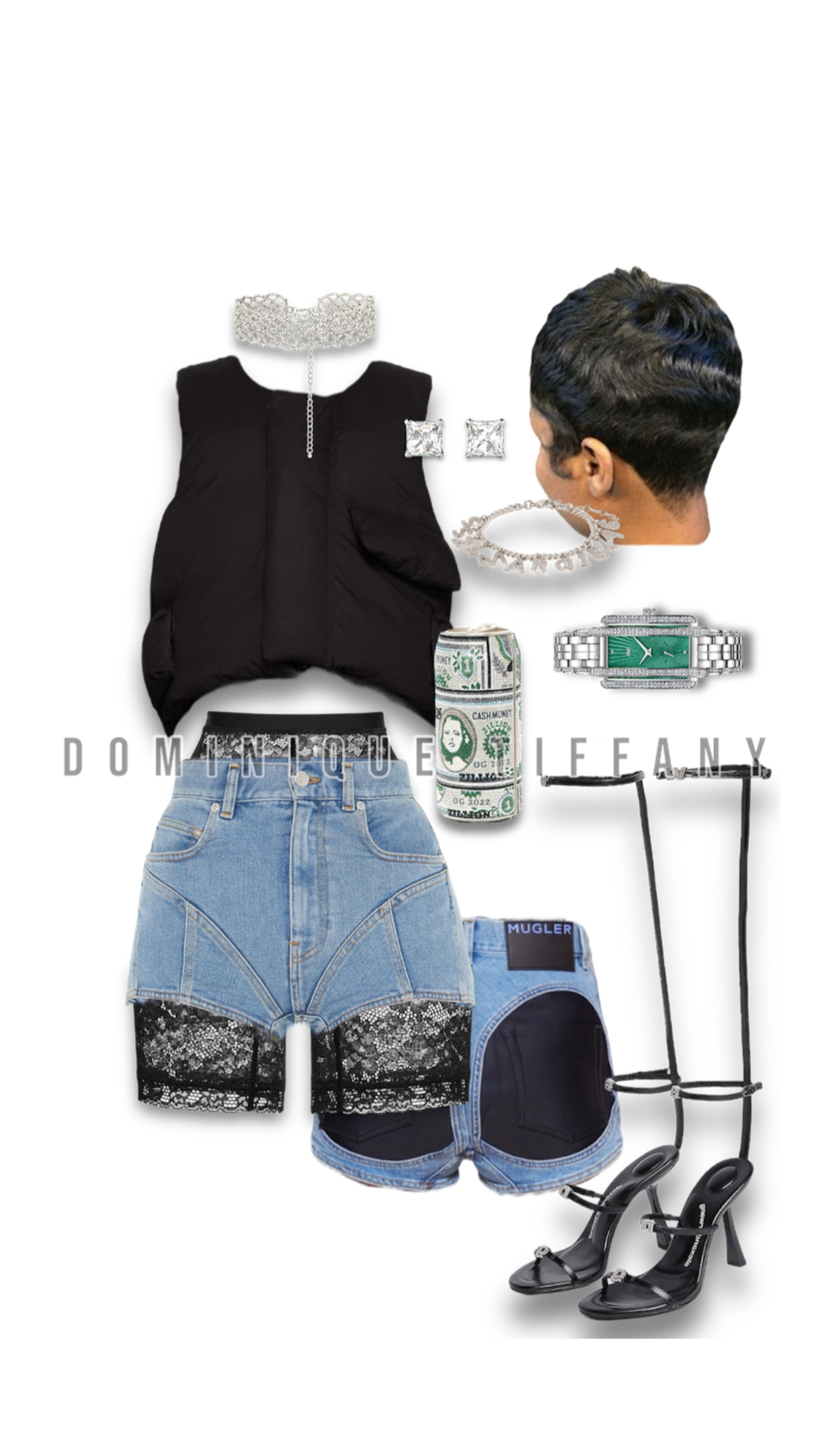 Edgy Punk Outfit ! This is a fun outfit to wear to a concert or nightclub ! Wearing a puffer vest as a top is a look! Along with lace under jeans shorts! 

#LTKstyletip #LTKparties #LTKVideo