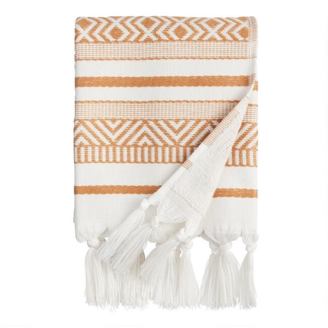 Hazel Brown and Ivory Woven Geo Indio Hand Towel | World Market
