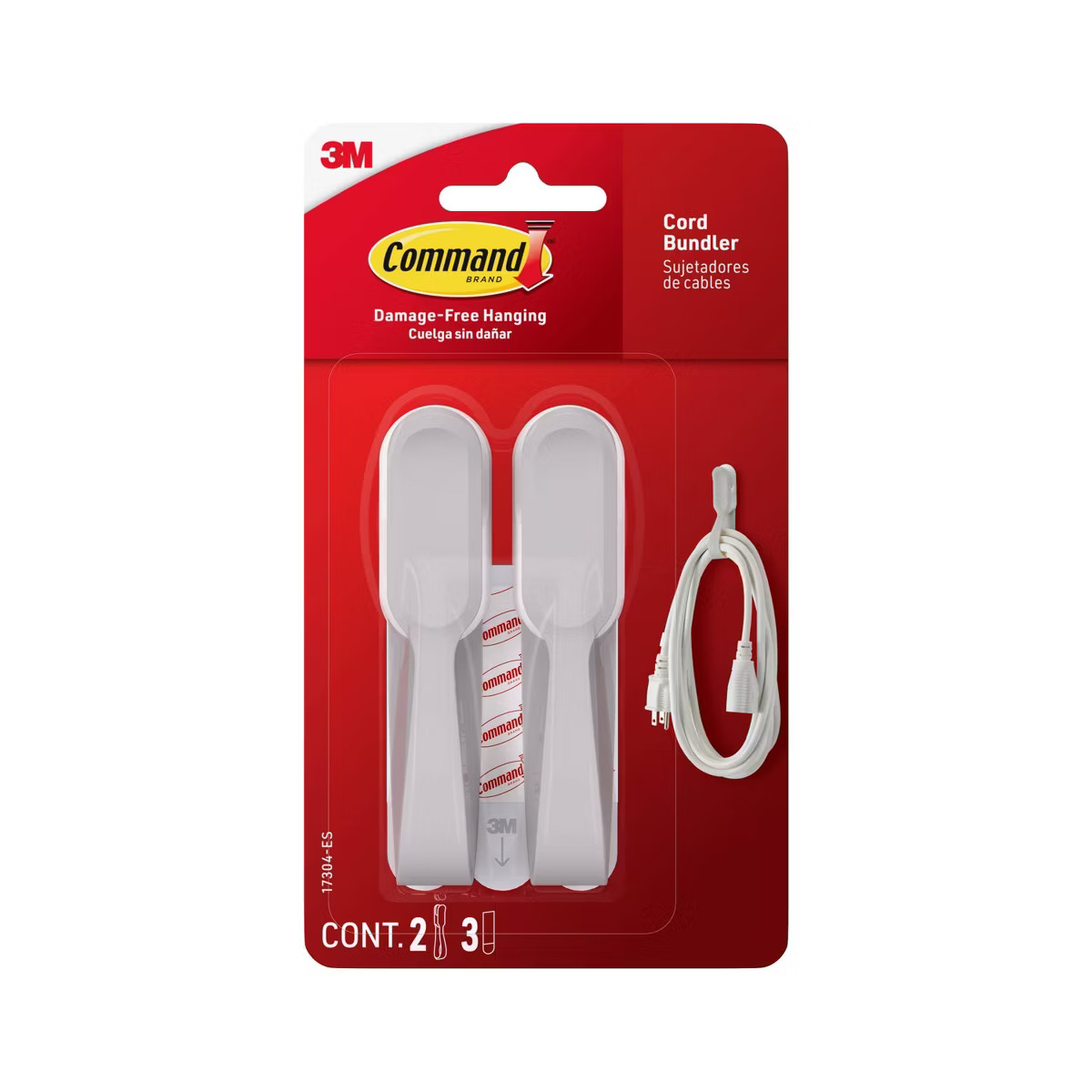 Command Cord Bundlers: Adhesive Hooks for Cable Management, Plastic, White, 2-Pack | Target