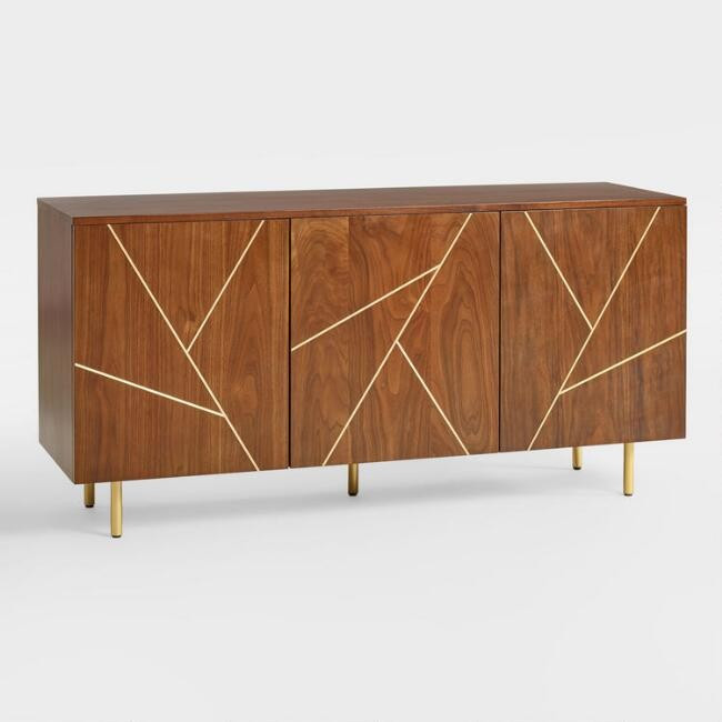 Walnut and Brass Inlay Dustin Cabinet | World Market