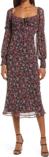 FLORET STUDIOS Floral Smocked Long Sleeve Chiffon Dress | Nordstrom | Nordstrom