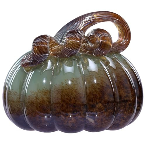 Blown Glass Pumpkin Decor, Fall Halloween Table Centerpiece, Small | Amazon (US)