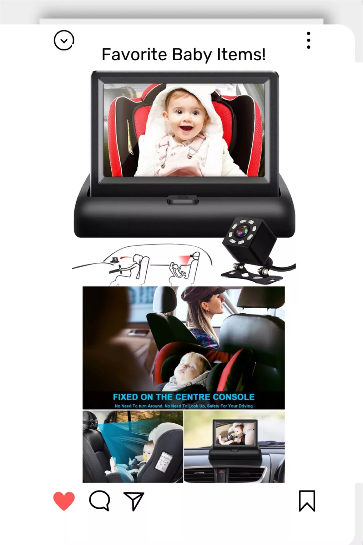 Baby Car Camera, 4.3 Display Baby Car Monitor With 1080P Baby Car