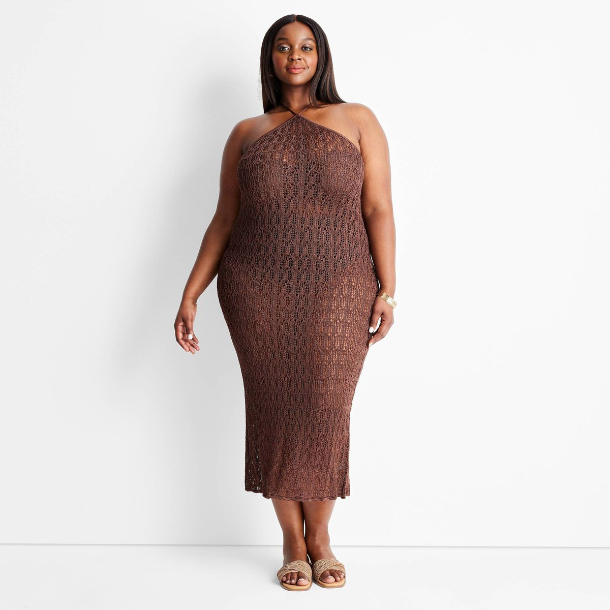 Women's Open Stitch Ankle Length Dress - Future Collective™ with Jenee Naylor Copper | Target
