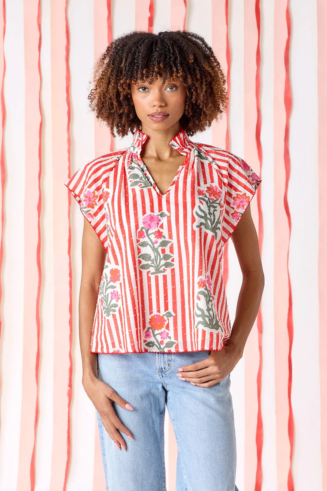 Wilkes Top | Flutter Sleeve Split Neck Blouse | CROSBY by Mollie Burch | CROSBY by Mollie Burch