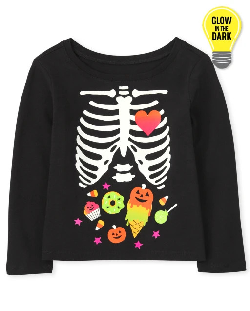 Baby and Toddler Girls Mommy And Me Long Sleeve Glow In The Dark Halloween Candy Skeleton Matchin... | The Children's Place