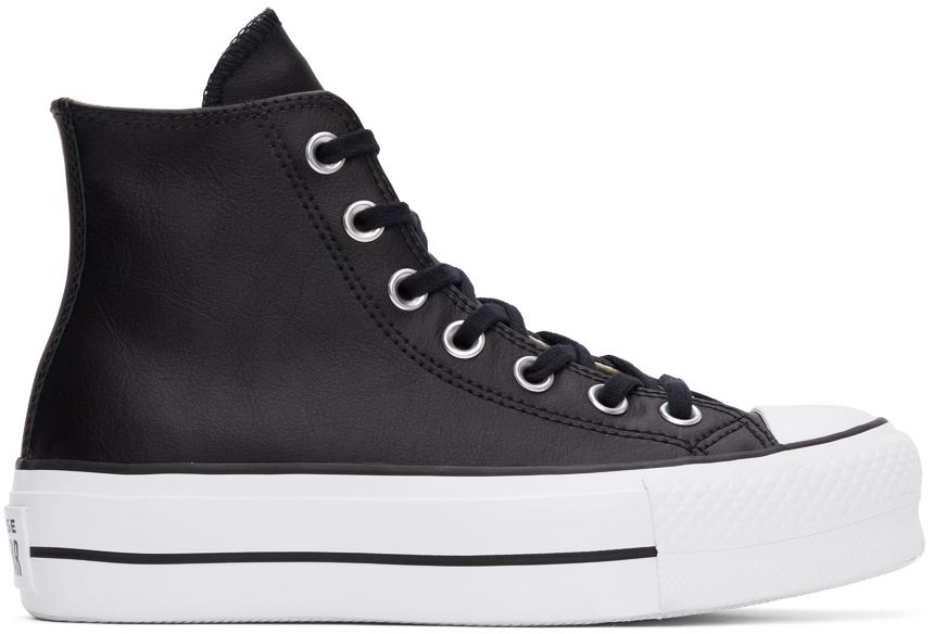 Black Leather Chuck Taylor All Star Lift Hi Sneakers | SSENSE