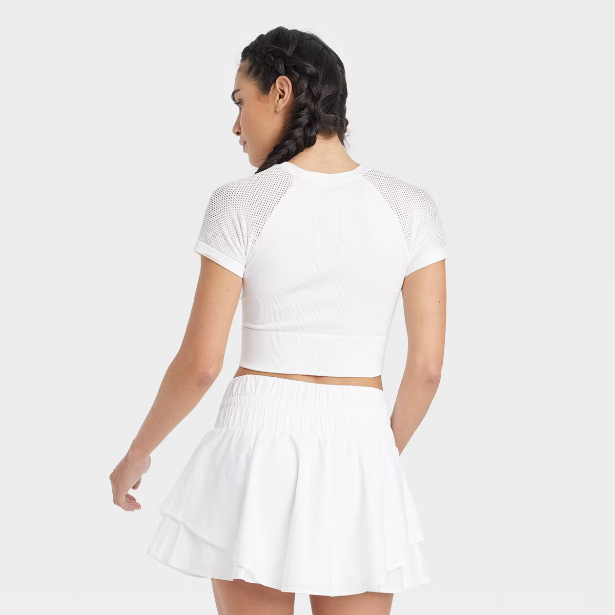 Women's Seamless Crop Short Sleeve Shirt - JoyLab™ White M | Target