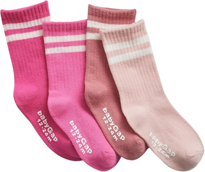 GAP unisex-baby 4-pack Crew Socks | Amazon (US)