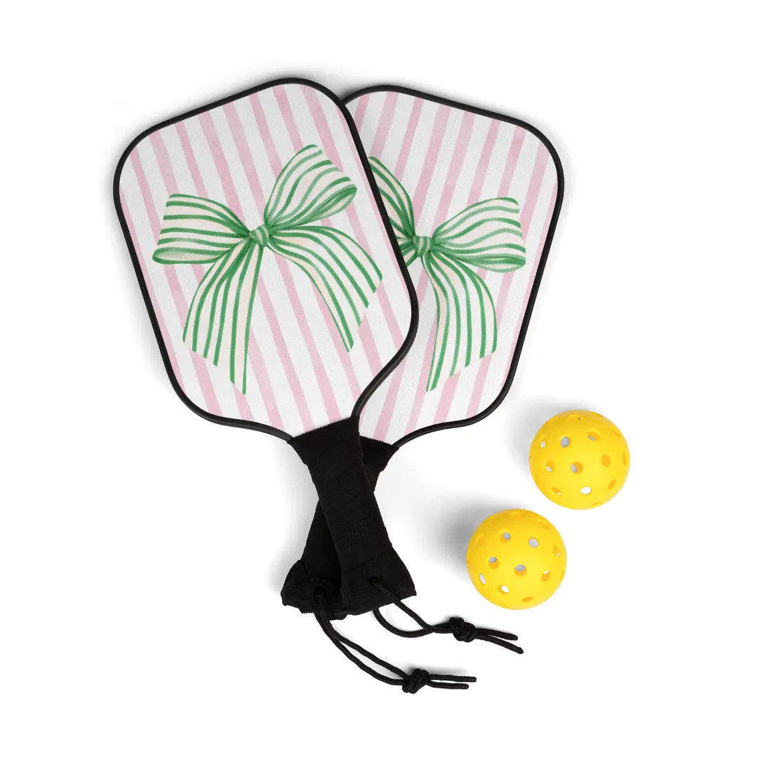 Pink and Green Bow Pickleball Kit - Etsy | Etsy (US)
