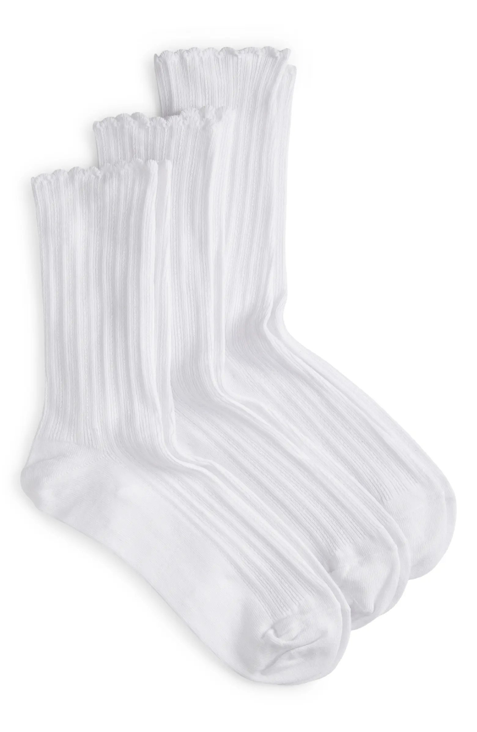 3-Pack Scalloped Pointelle Crew Socks | Nordstrom