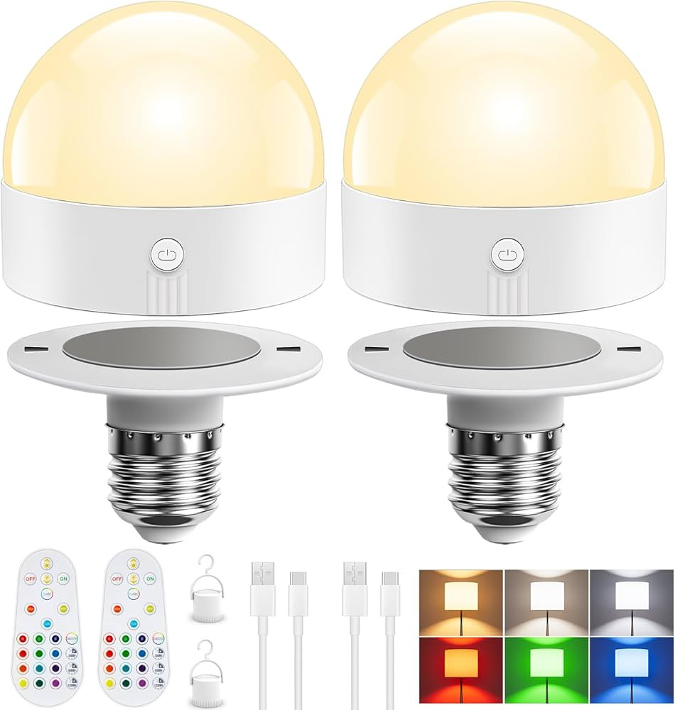 TJOY E26 Rechargeable Light Bulb with Remote and Timer, Battery Operated Bulb with 3 Color Temper... | Amazon (US)