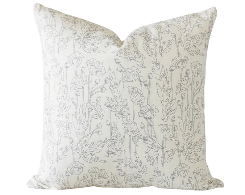 Spring Pillows Covers 20x20, Grey Floral Pillow Covers, Grey and Cream Pillow Covers, Modern Flor... | Etsy (US)