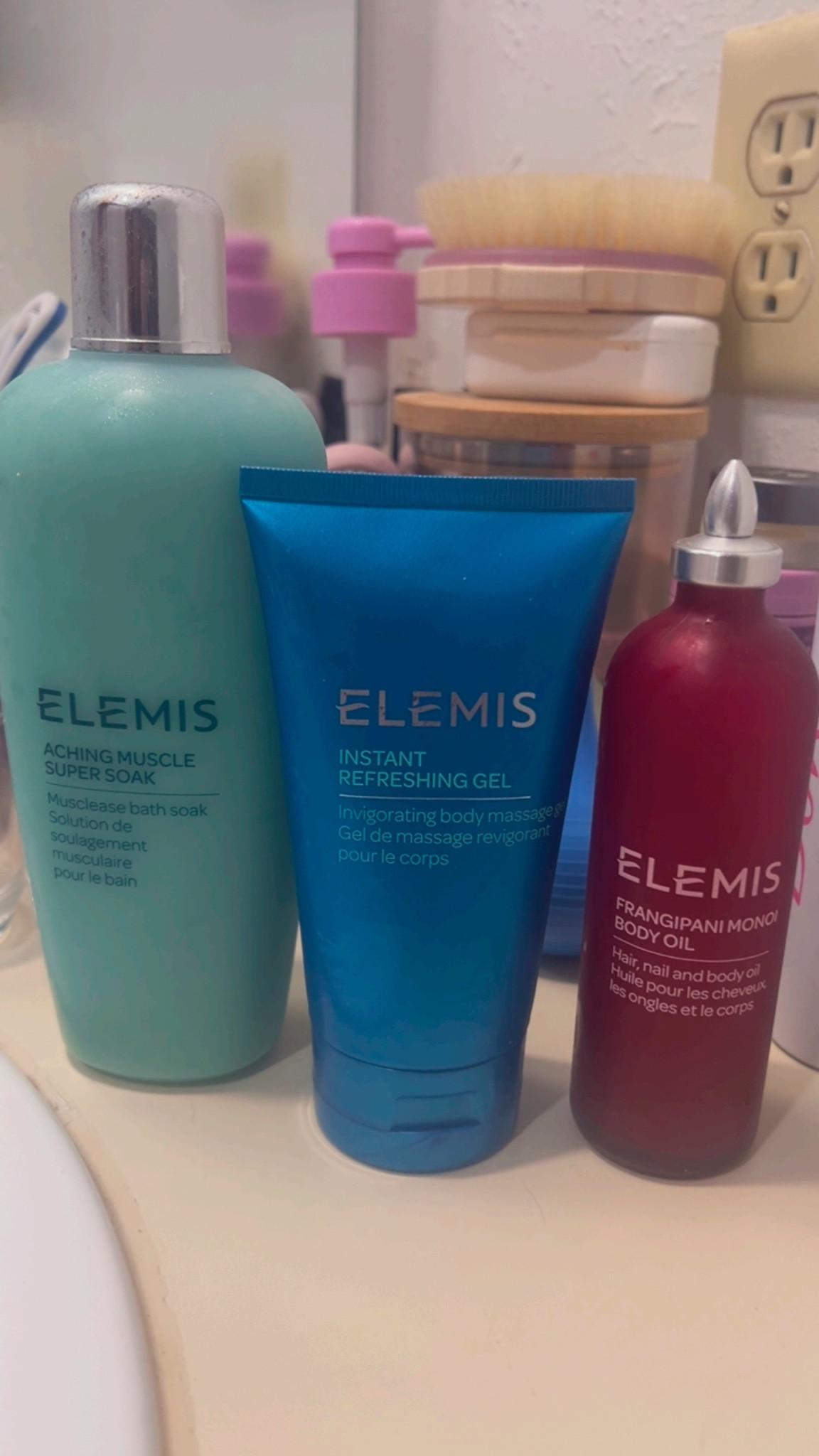 Elemis Instant Refreshing Gel
Elemis Aching Muscle Super Soak, both products are for muscle and joint aches.

Elemis Frangipani Monoi Body Oil - good for people wiyh dry skin

#LTKselfcare #LTKSaleAlert #LTKmorningroutine