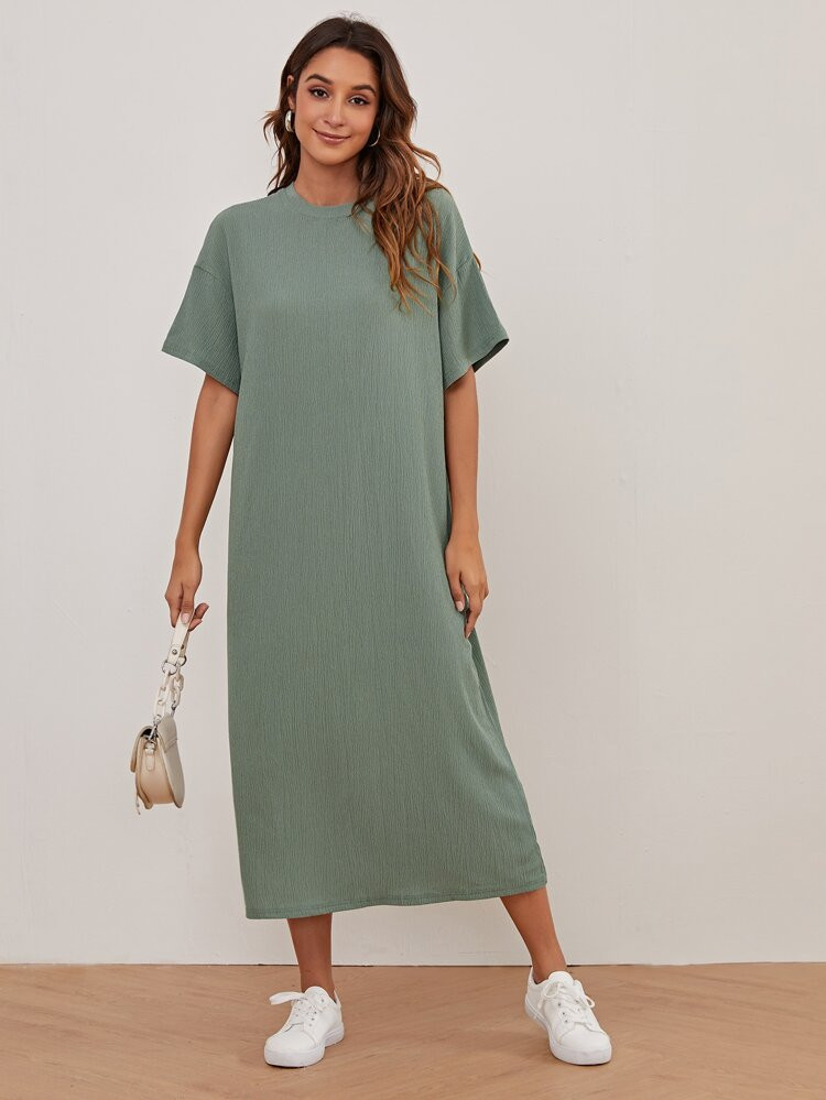 SHEIN Drop Shoulder Solid Dress | SHEIN
