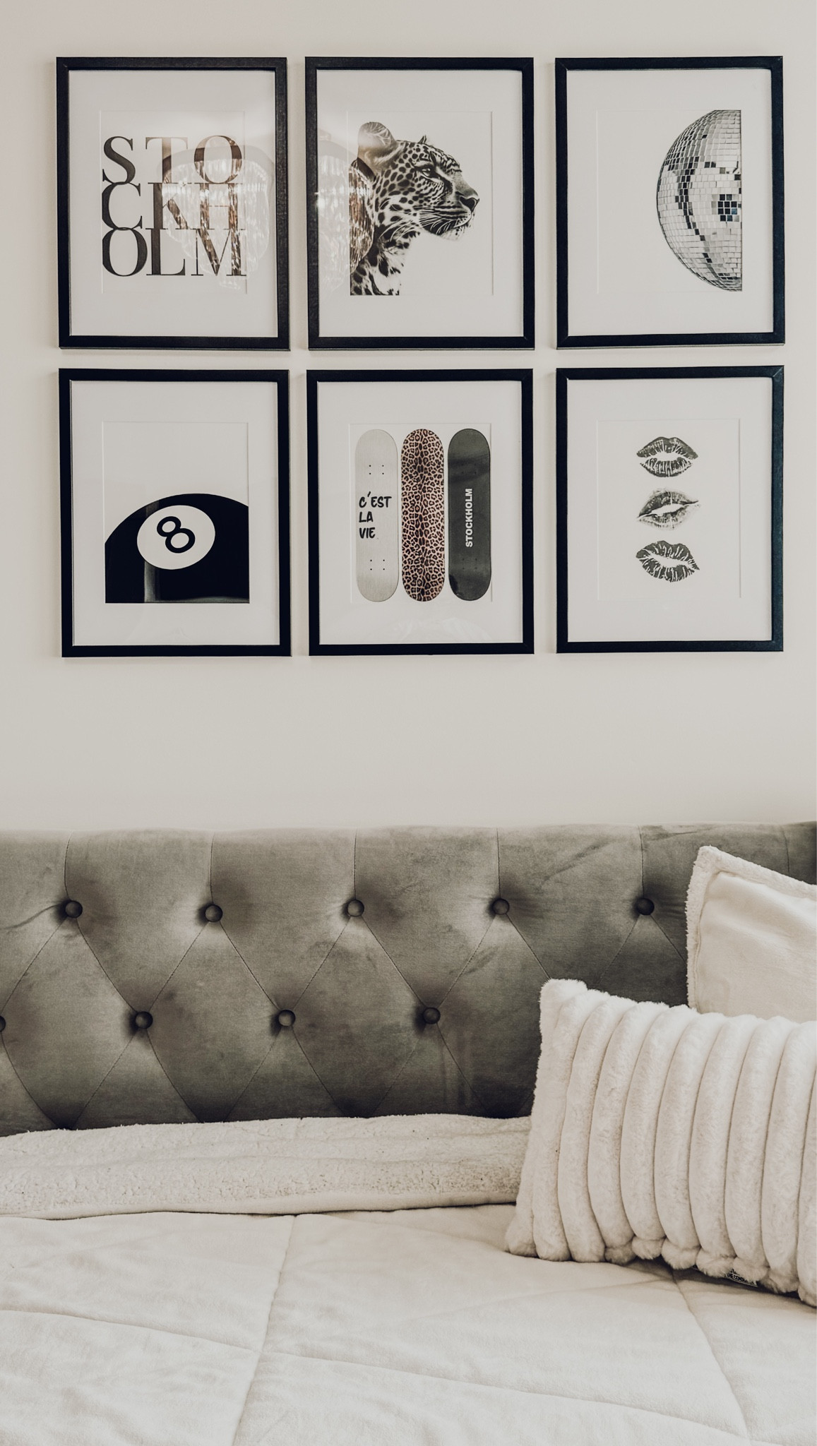 Gallery wall teen bedroom decor idea 
Black gold and white teen bedroom aesthetic 
Graphic high contrast prints for gallery wall


#LTKKids #LTKHome #LTKStyleTip