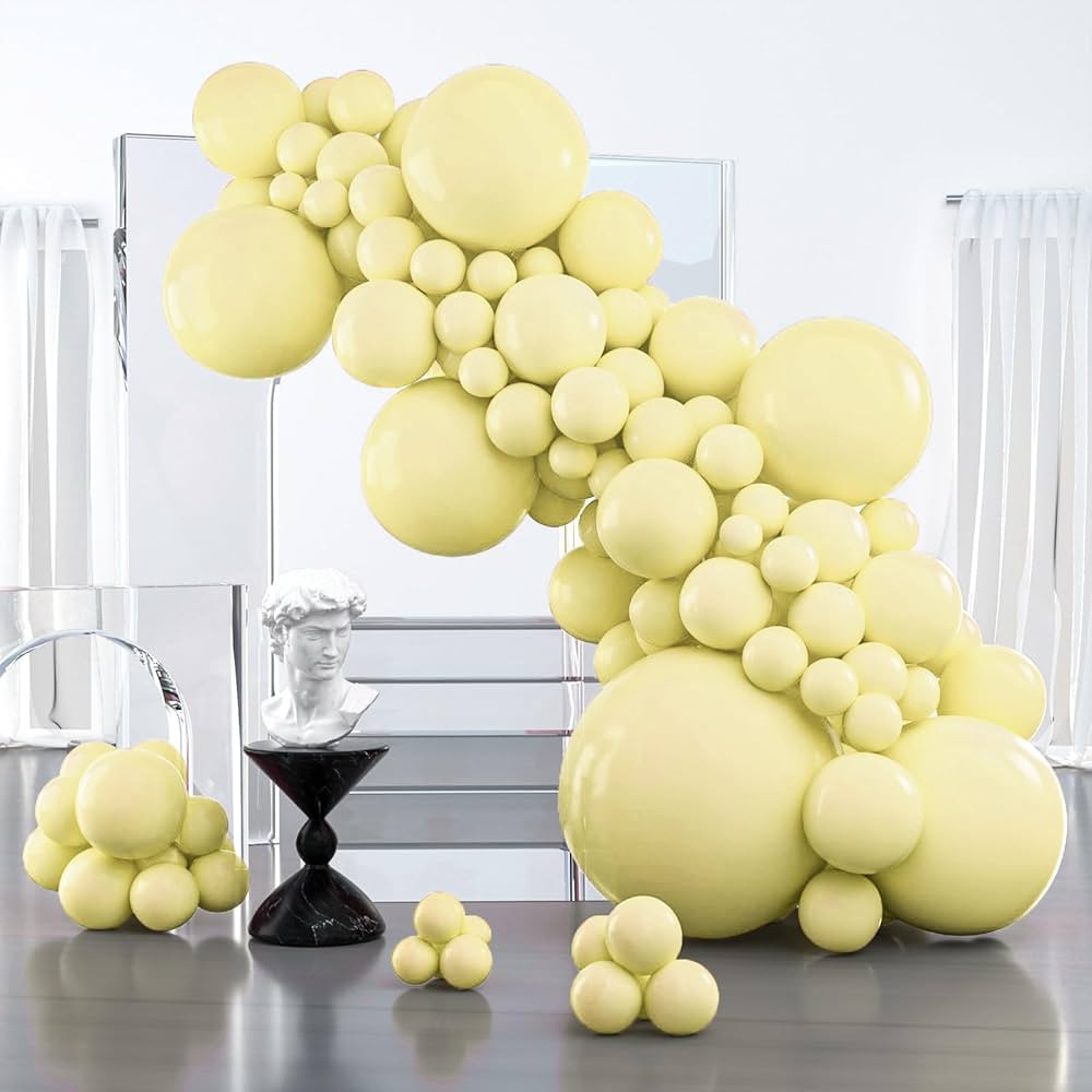 PartyWoo Pastel Yellow Balloons 127 pcs Different Sizes of 36 18 12 10 5 Inch Small Mini Light Pa... | Amazon (US)