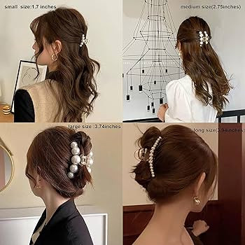 Agirlvct Pearl Hair Clips for Women Girl, Large Small Hair Claw Clip Strong Hold,Big Banana Jaw C... | Amazon (US)