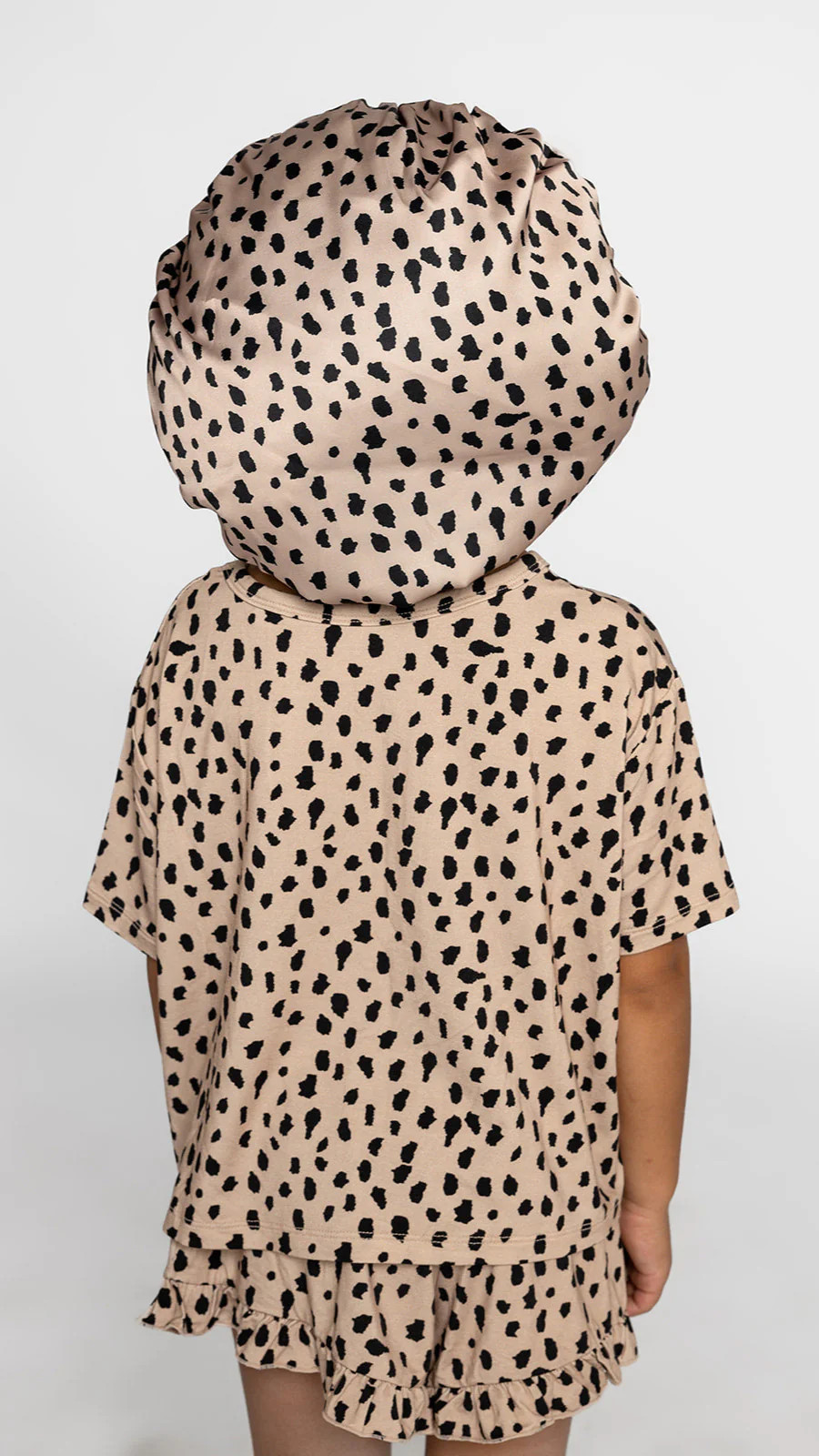 Kids Satin Bonnet in Brown Leopard | Silks Design