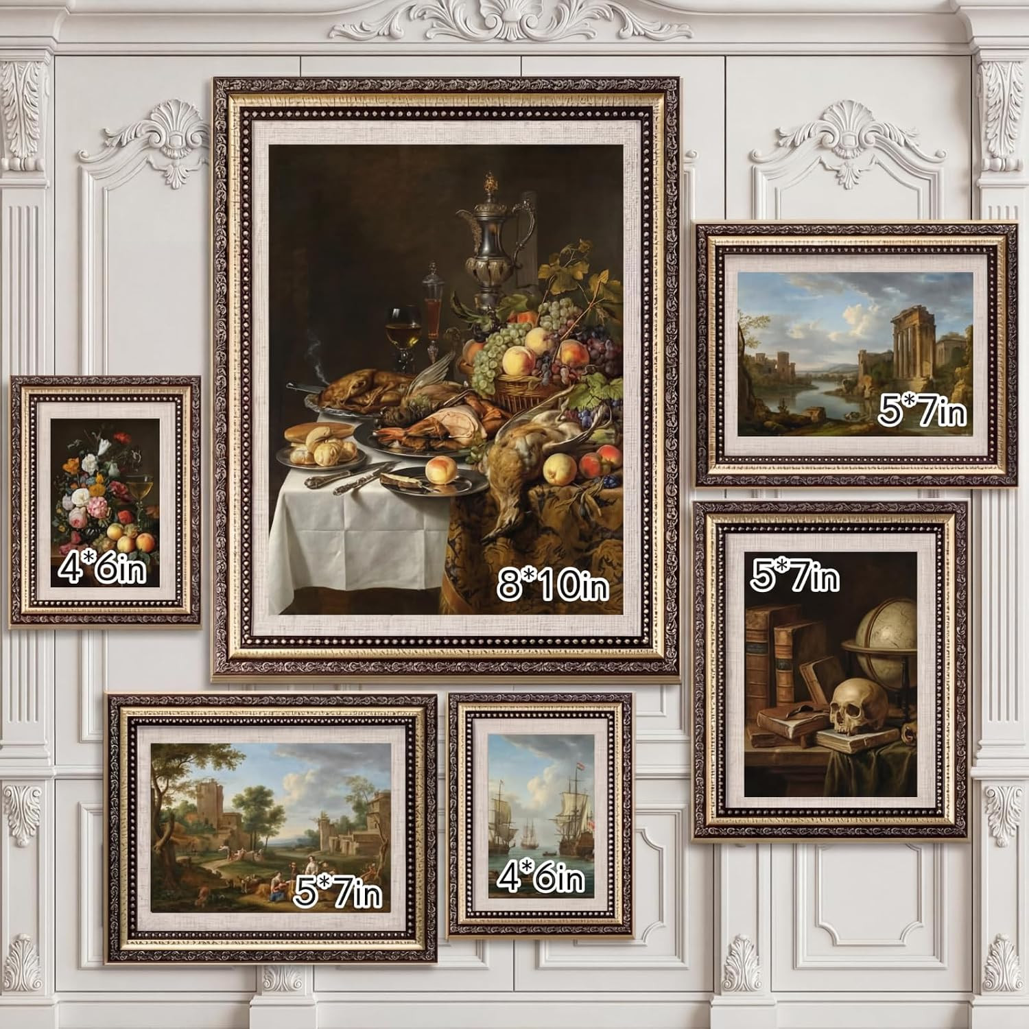 Wonderjune Vintage Picture Frames Set of 6, Gallery Wall Frame Set (4x6, 5x7, 8x10), Antique Phot... | Amazon (US)