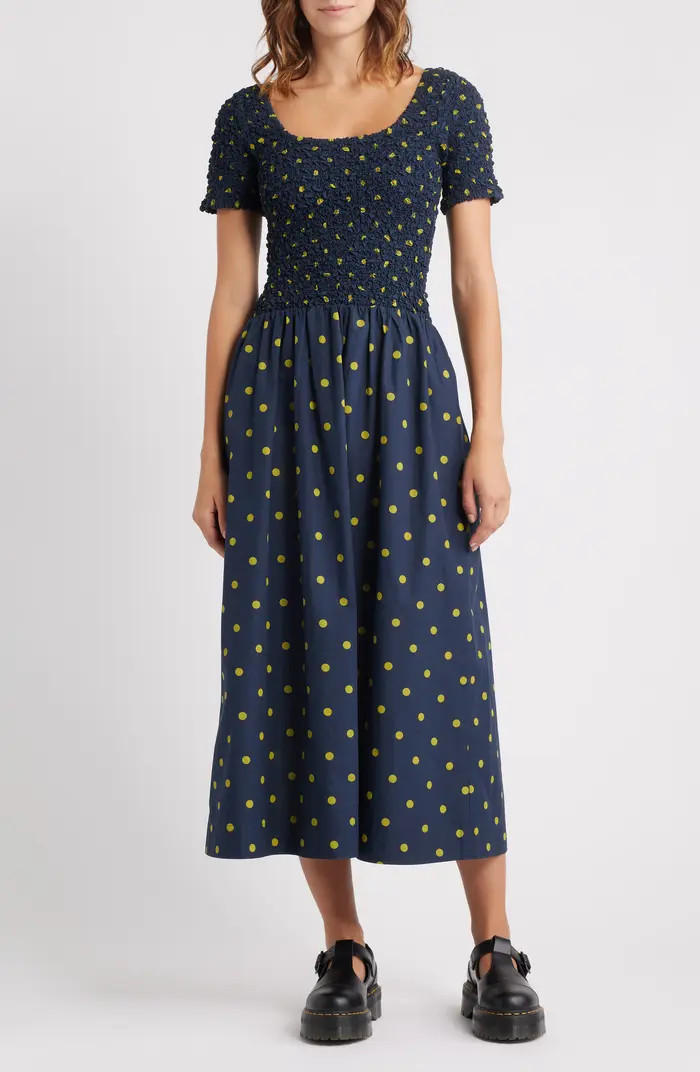 Malinda Polka Dot Super Smocked Organic Cotton Dress | Nordstrom