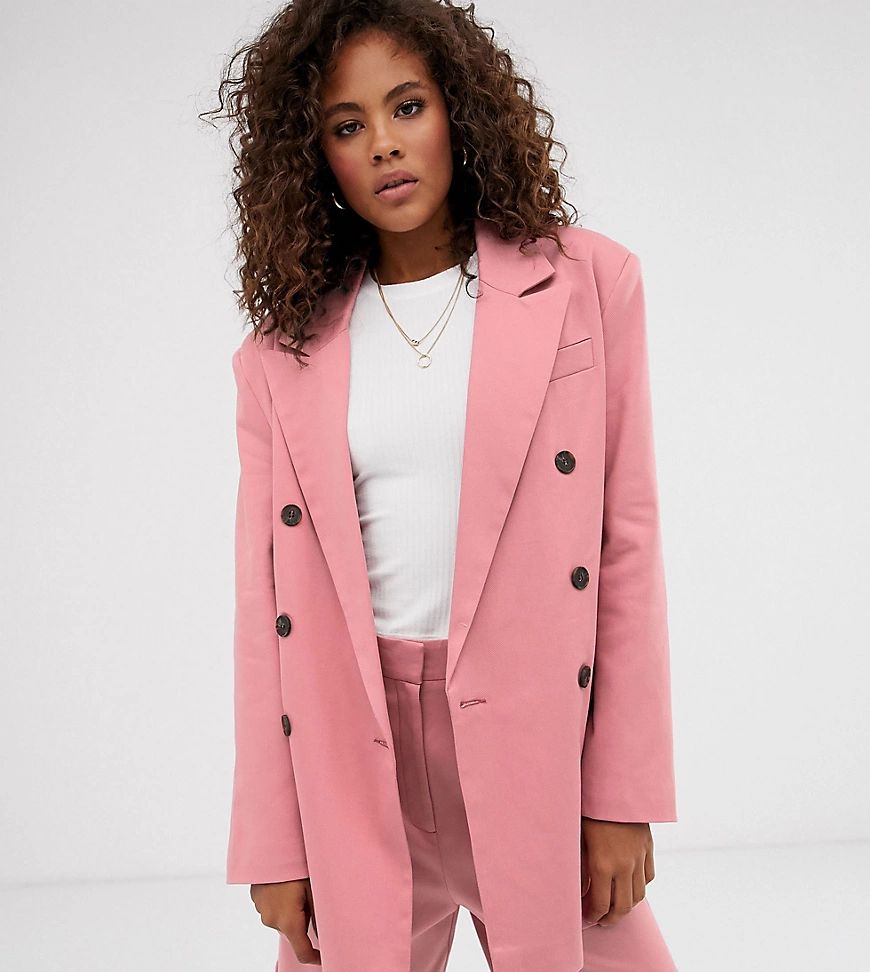 ASOS DESIGN Tall oversized double breasted dad suit blazer-Pink | ASOS (Global)
