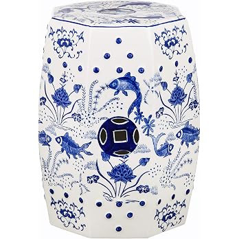 SAFAVIEH Furniture - Cloud 9 Decorative Garden Stool - Blue - Ceramic - Artisan Hand-Painted Desi... | Amazon (US)