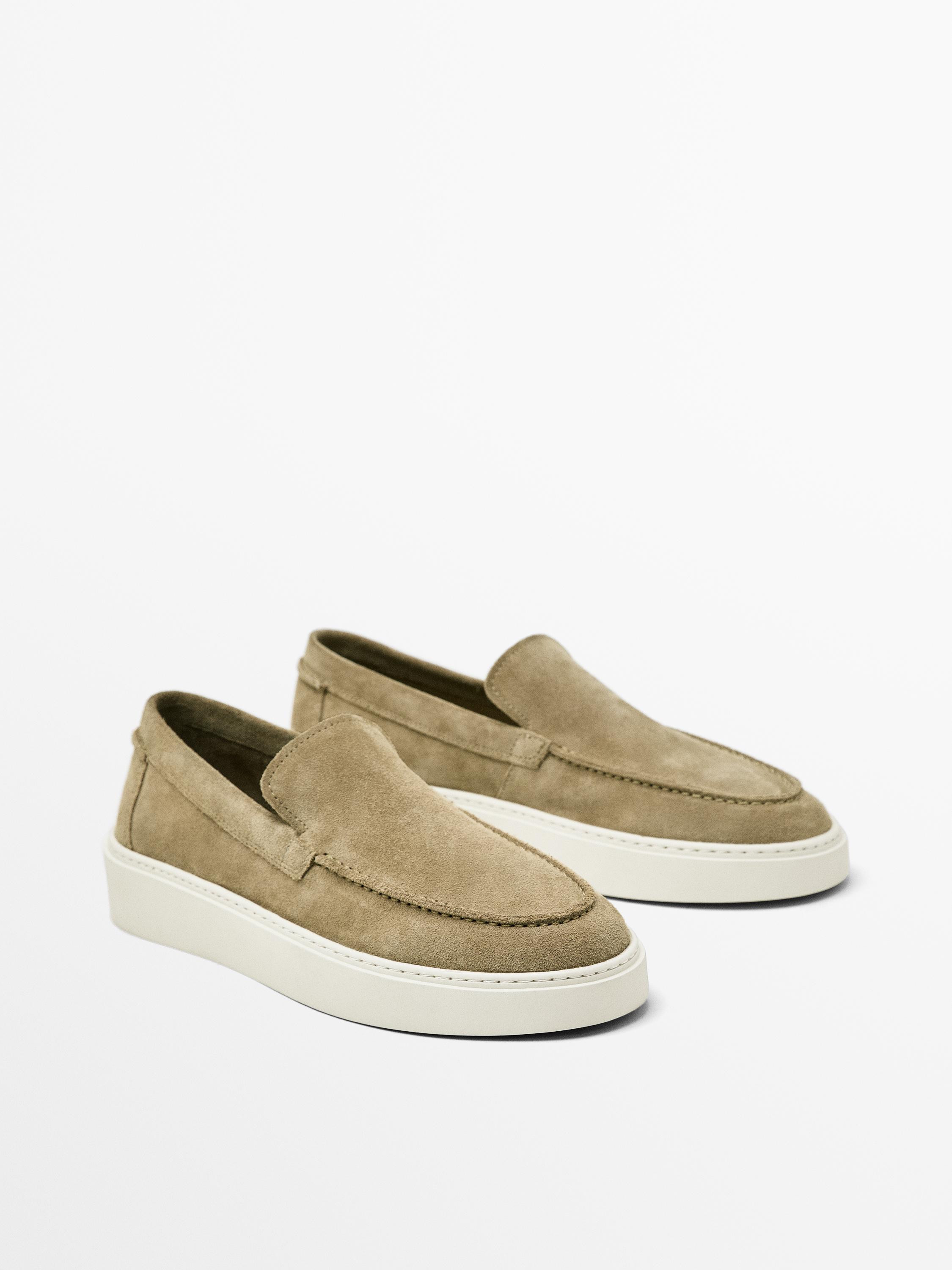 Split leather loafers | Massimo Dutti US