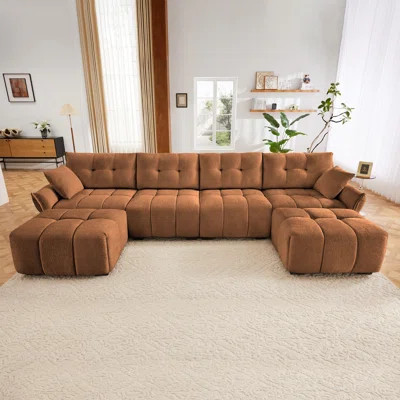 4-seater Sofa Set With 2 Ottomans, Solid Wood Frame With Premium Chenille Fabric, And High-resilience Cushions, Perfect For Living Room, Home Office, | Wayfair North America