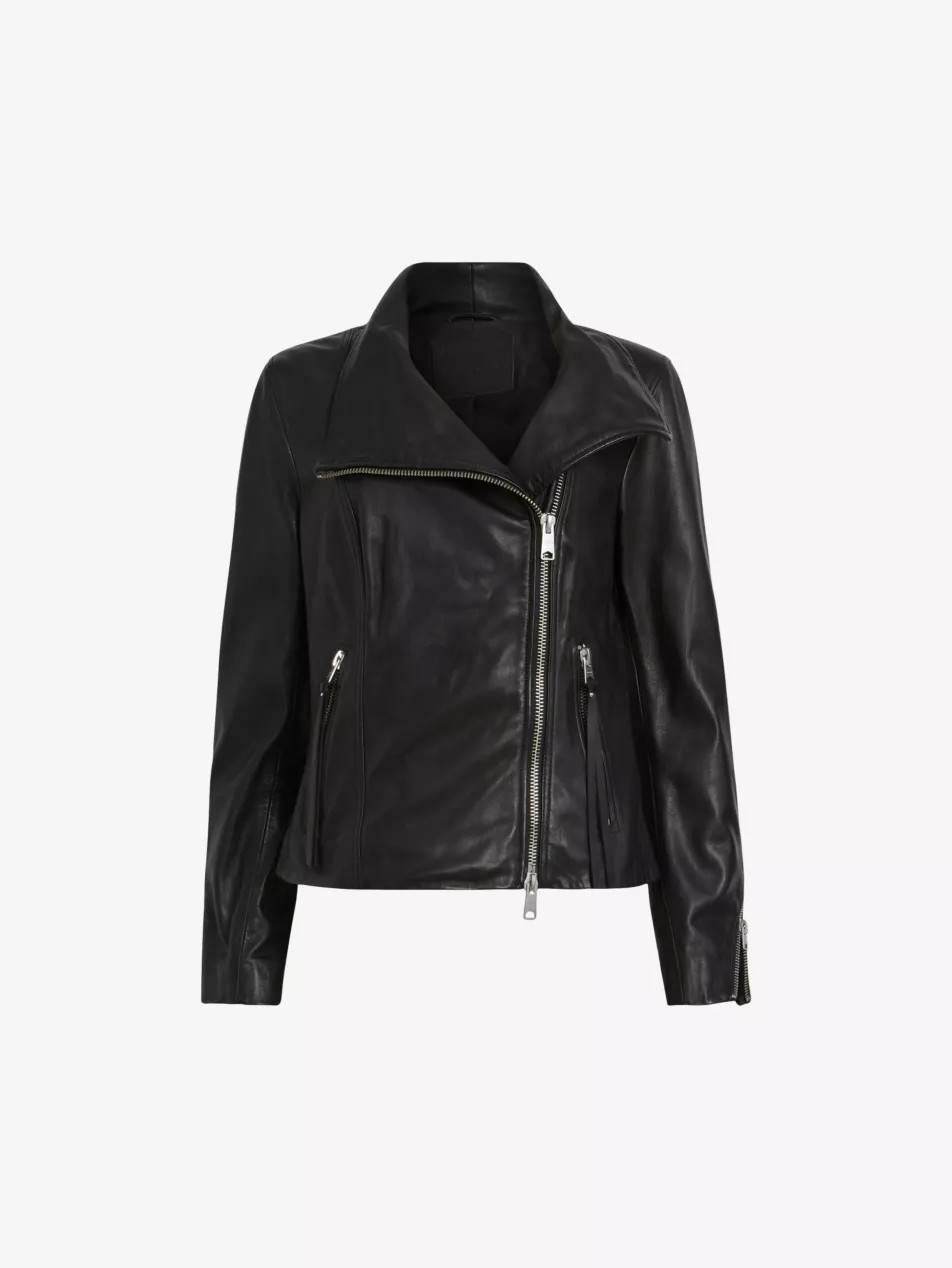 Ellis funnel-neck leather jacket | Selfridges