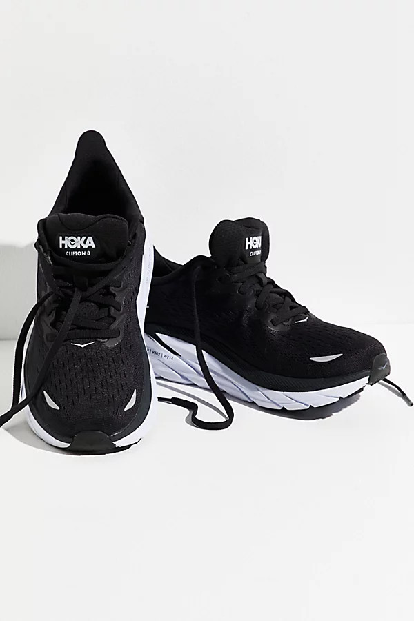 HOKA Clifton 8 Sneakers by HOKA at Free People, Black / White, US 11 | Free People (Global - UK&FR Excluded)
