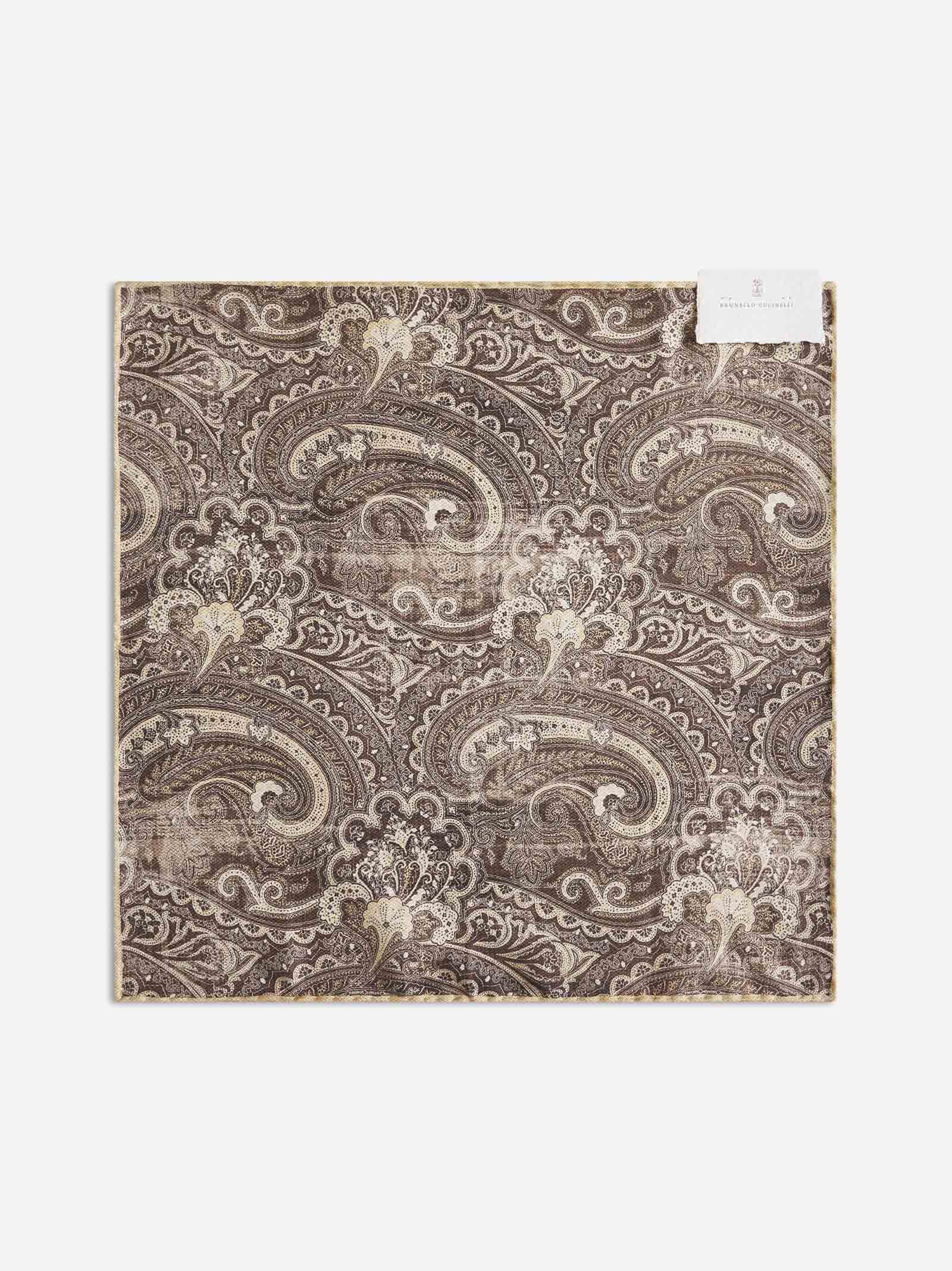 Brown double face silk pocket square | D'ANIELLO BOUTIQUE