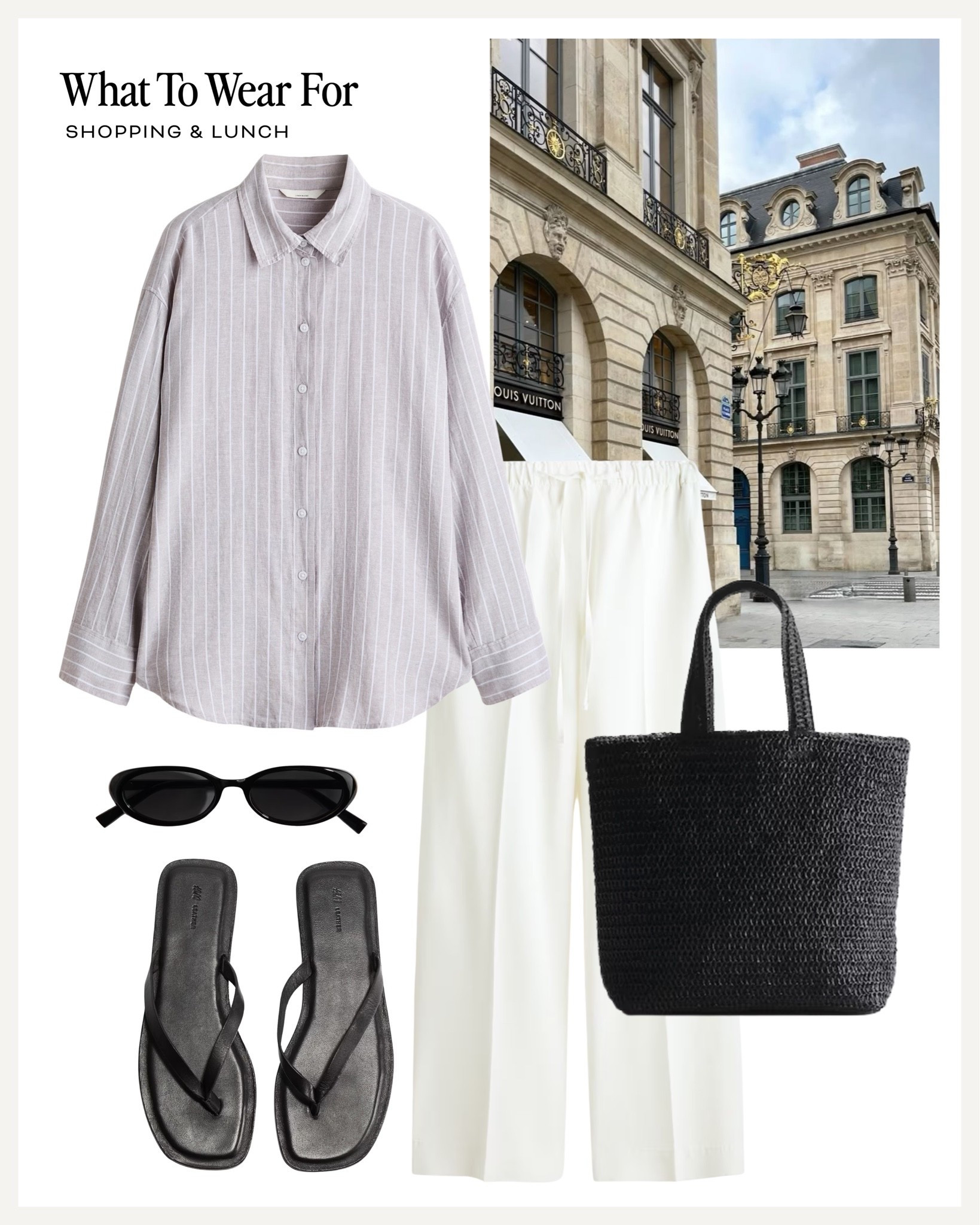 Shopping & lunch

H&m new in, effortless style, linen shirt, white linen trousers, black straw bag, flip flops

#LTKsummer