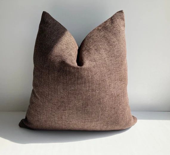 Chocolate Brown Pillow Cover Brown Linen Textured Cushion - Etsy | Etsy (US)