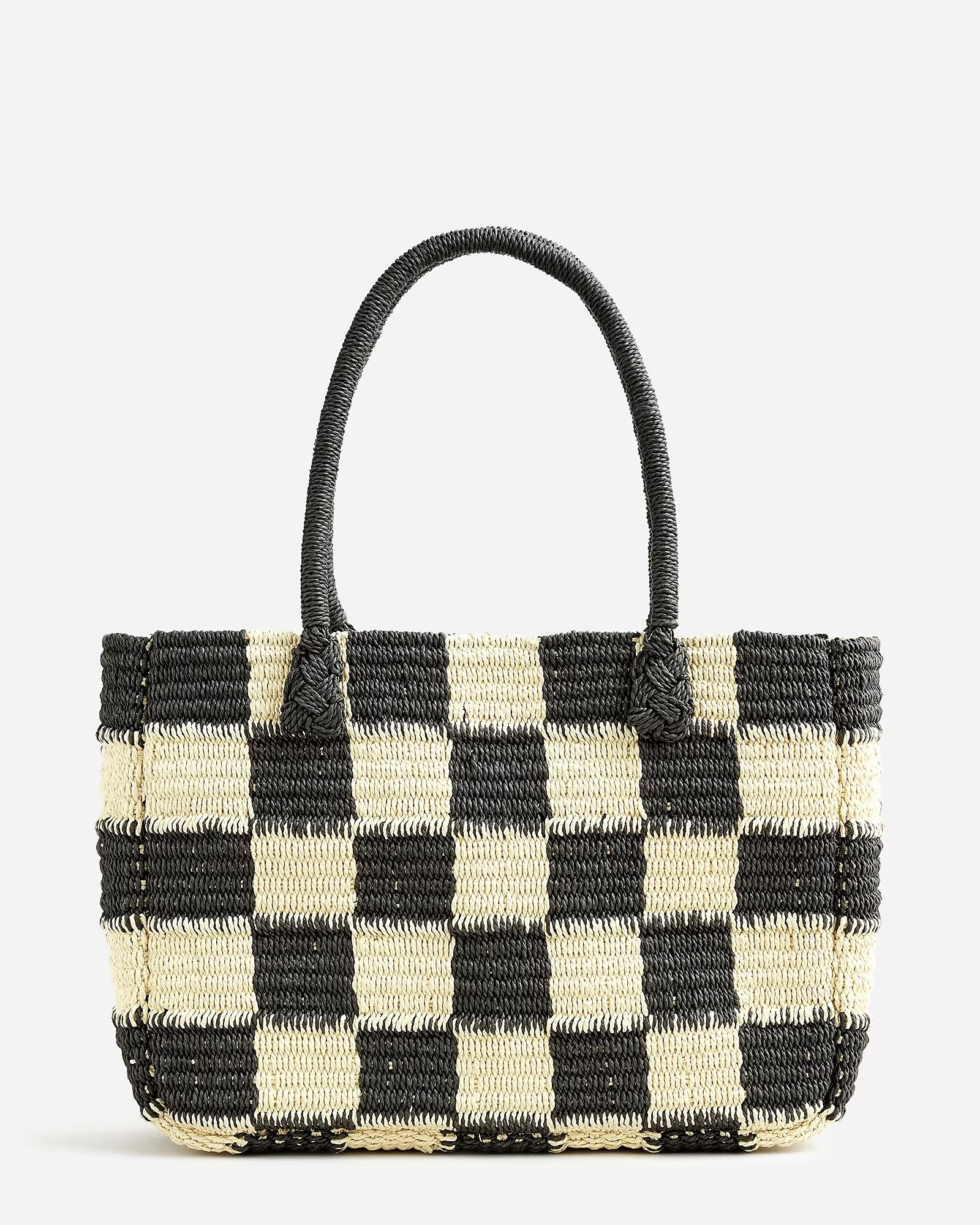 Marseille tote in gingham straw | J.Crew US