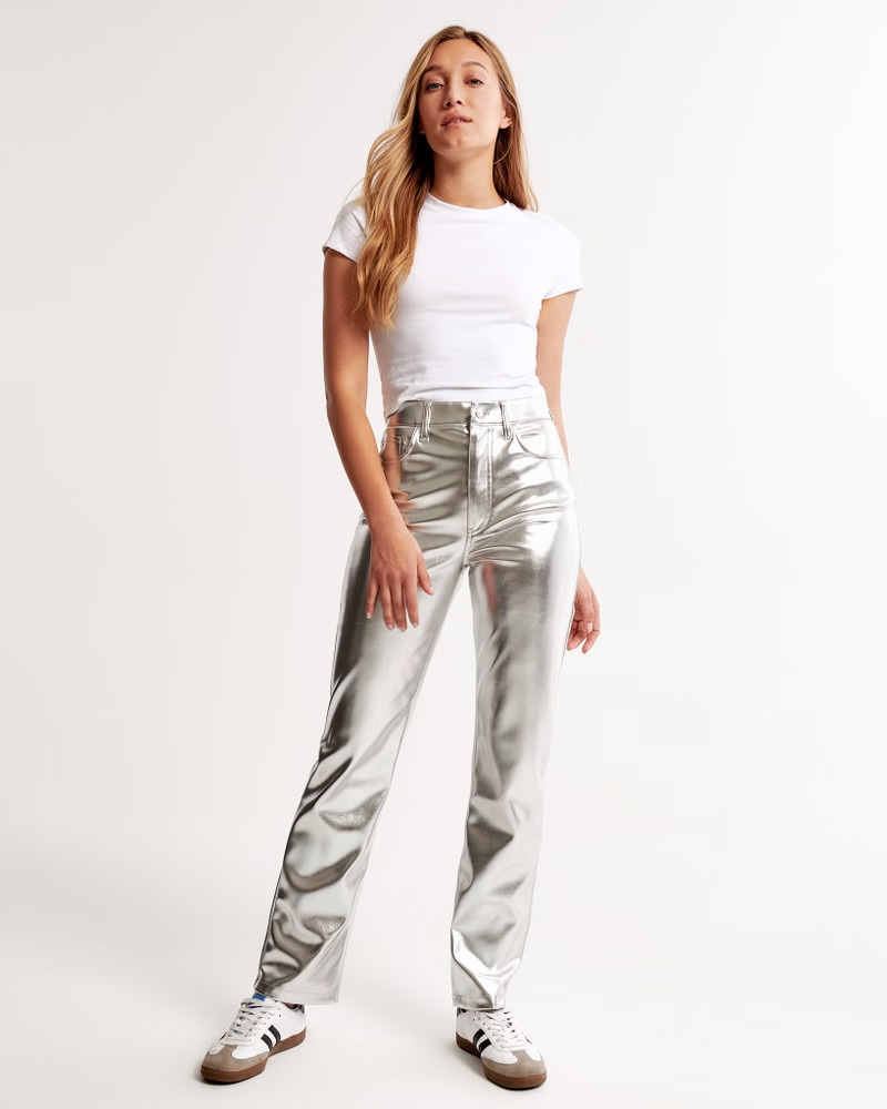 Women's Vegan Leather 90s Straight Pant | Women's Bottoms | Abercrombie.com | Abercrombie & Fitch (US)