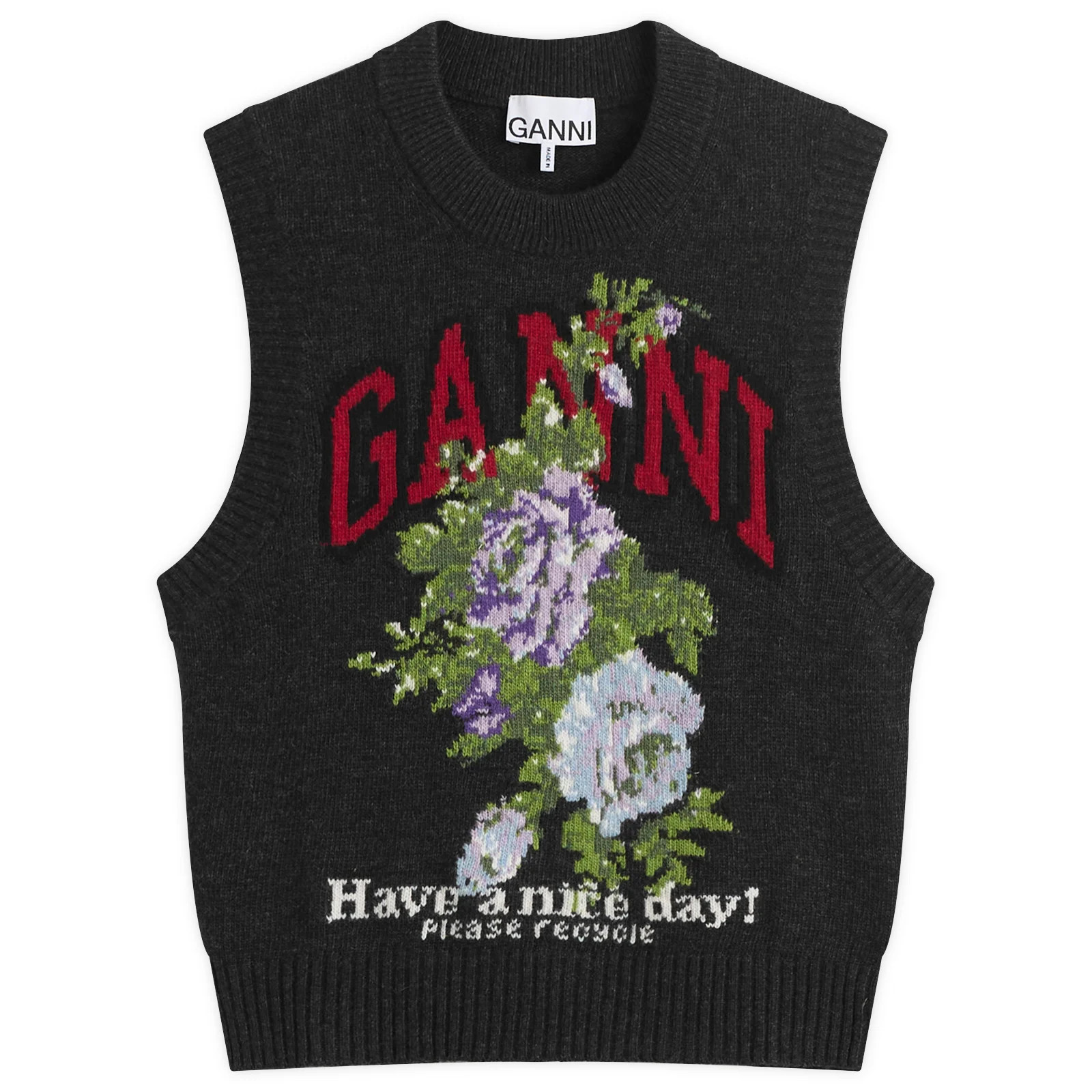GANNI Women's Wool Vest in Phantom, Size Medium | END. Clothing