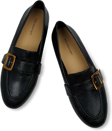 Amazon.com: Modatope Loafers for Women 2026 Comfortable Flats Shoes | Womens Loafers Metal Buckle... | Amazon (US)