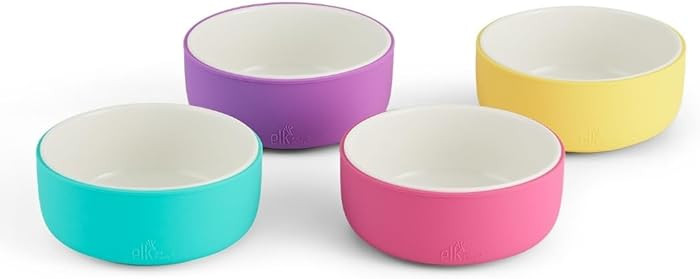 Elk and Friends Kids Porcelain Bowls with Silicone Sleeve | Kids/Toddler/Baby Feeding | Microwave... | Amazon (US)