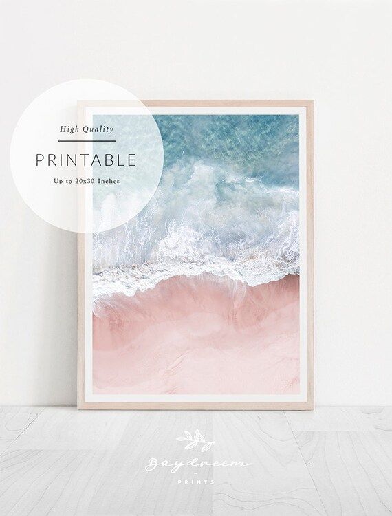 Aerial Beach Print, Pink Coastal Prints, Pink Beach Print, Aerial Beach Photography, Pink Beach W... | Etsy (US)
