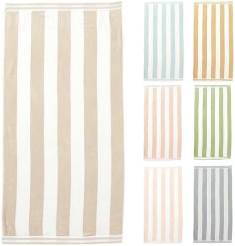 Great Bay Home Large Beach Towel Set of 4 - Soft Cabana Striped Beach Towels for Adults and Velou... | Amazon (US)
