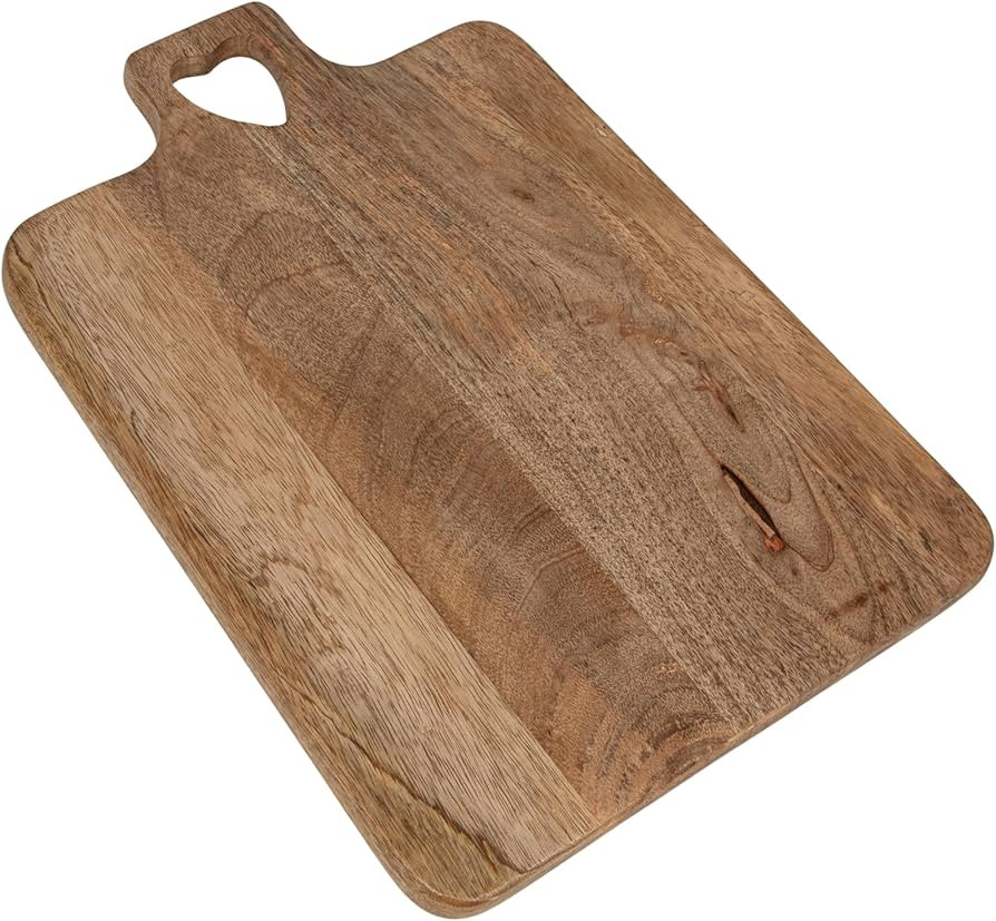 Creative Co-Op Mango Wood Cheese/Cutting Board with Heart Shaped Handle, Natural | Amazon (US)