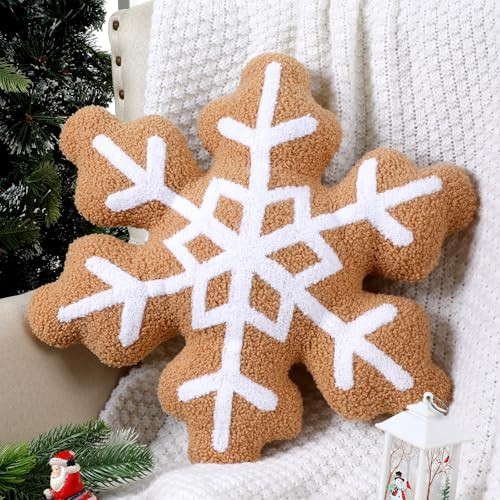 Marsui Christmas Snowflake Pillow 16 Inch Soft Plush Christmas Shaped Decorative Pillow for Xmas Holiday Party Couch Home | Amazon (US)