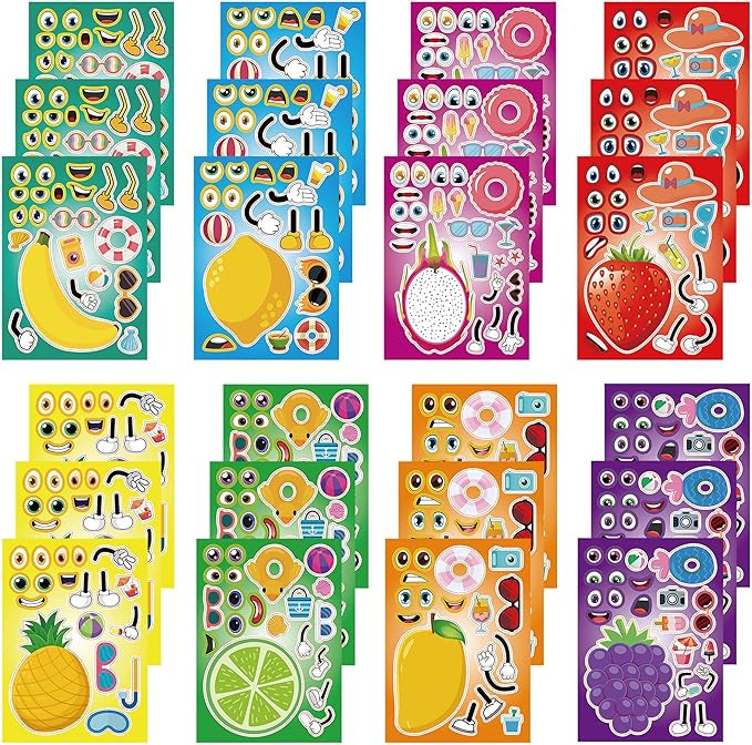 Fruit Themed Make-a-face Sticker, Make A Fruit Stickers for Kids Girls, DIY Crafts Stickers Face ... | Amazon (US)