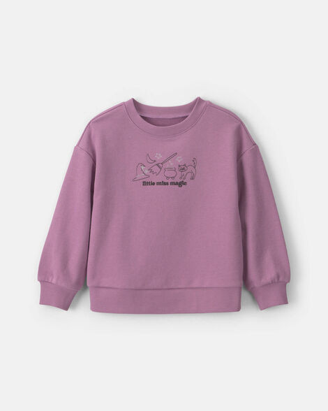 Toddler Girl 'Little Miss Magic' Halloween French Terry Pullover Sweatshirt - Purple | Carter's | Carter's Inc