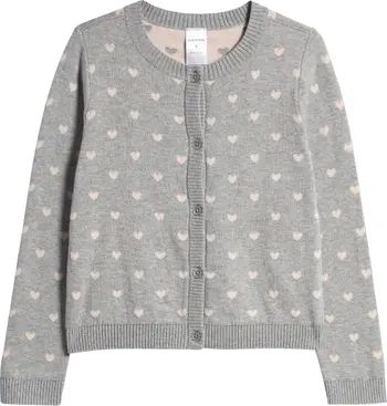 Kids' Heart Jacquard Cotton Cardigan | Nordstrom