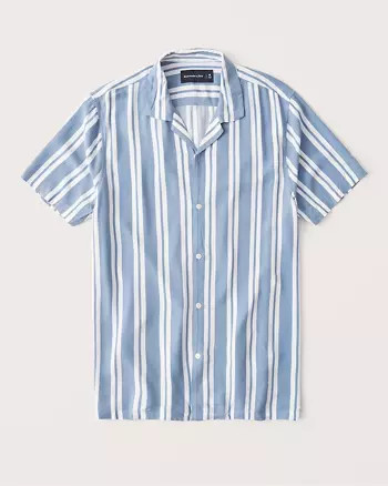 Short-Sleeve Camp Collar Button-Up Shirt | Abercrombie & Fitch US & UK