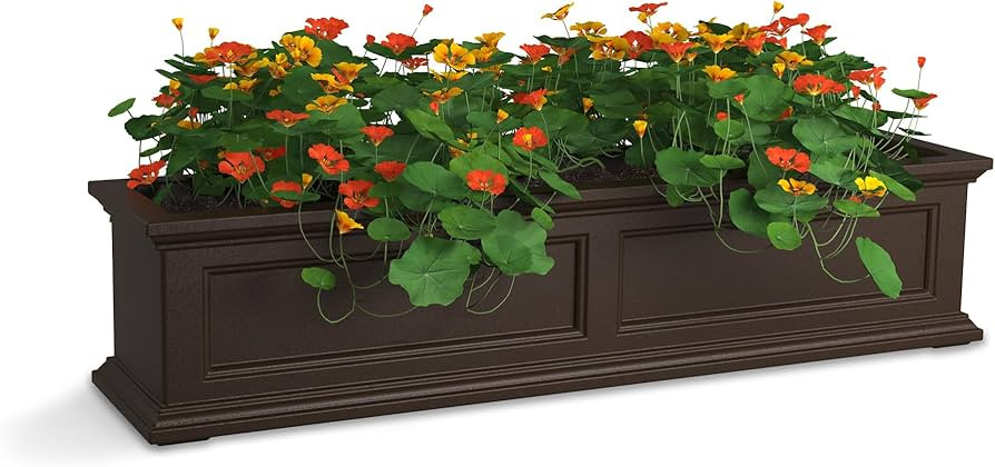 Mayne Fairfield 4ft Window Box - Espresso - Durable Self Watering Resin Planter with Wall Mount B... | Amazon (US)