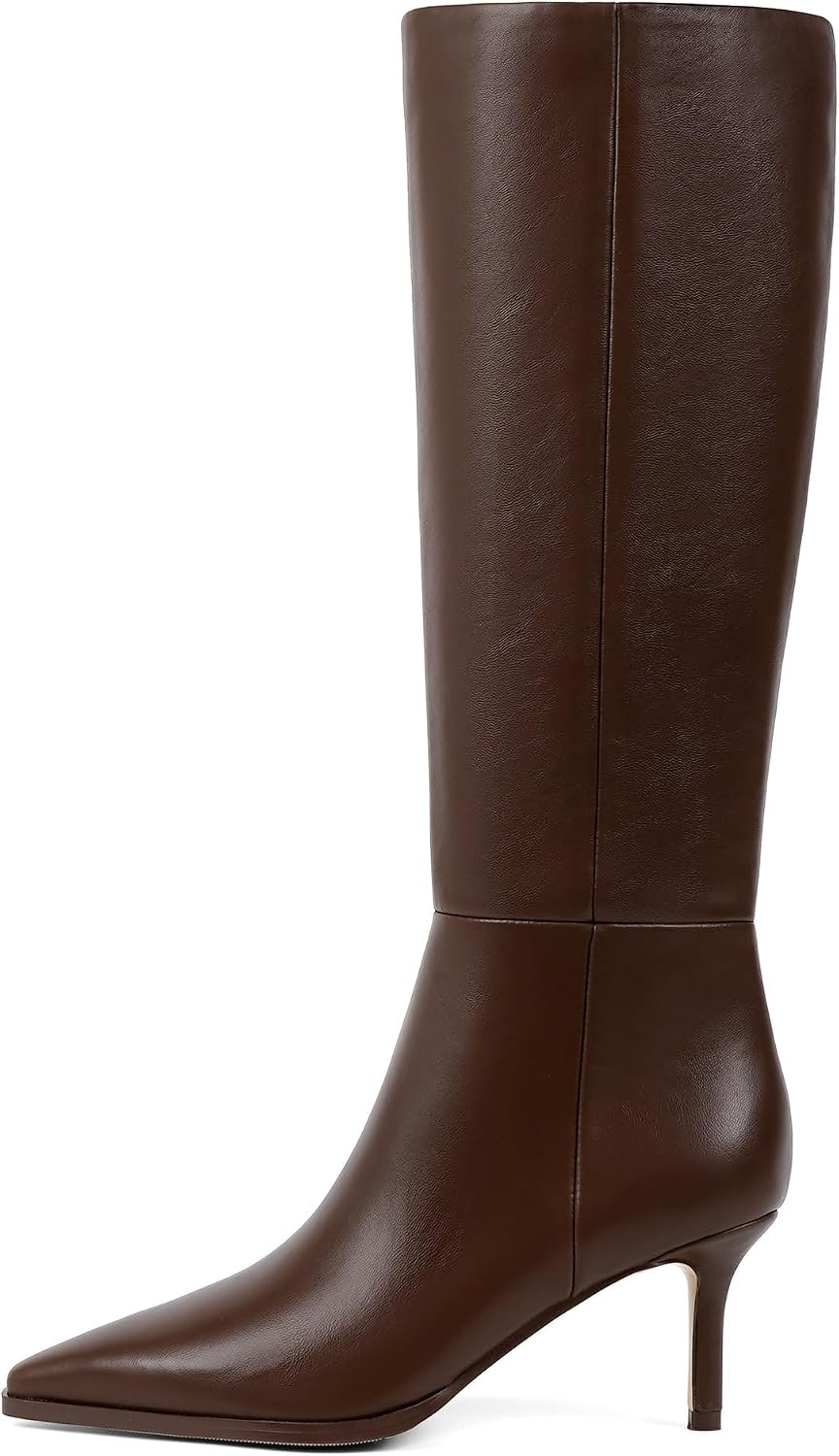Knee High Boots for Women Pointed Toe Stiletto Heel Side Zipper | Amazon (US)